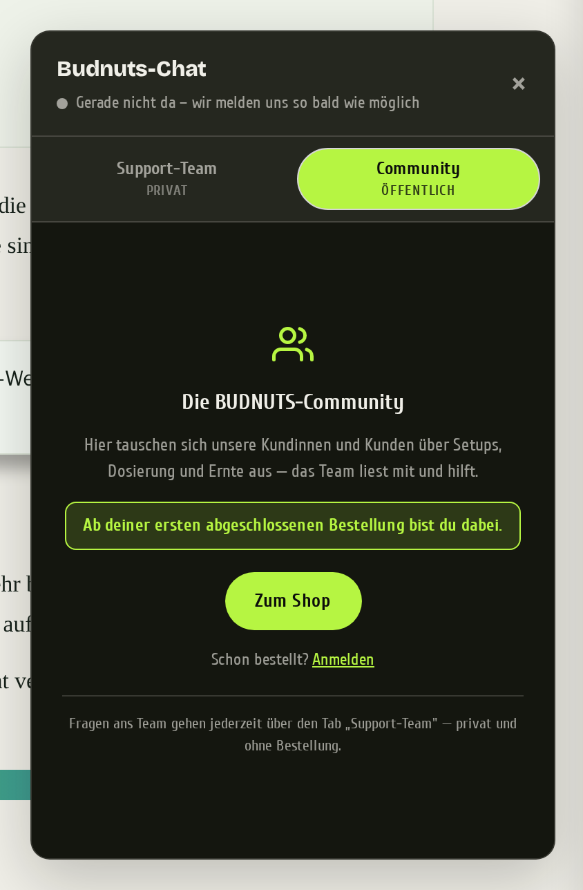 Reiter Community ohne Zugang, mit Erklärung und Schaltfläche zum Verknüpfen